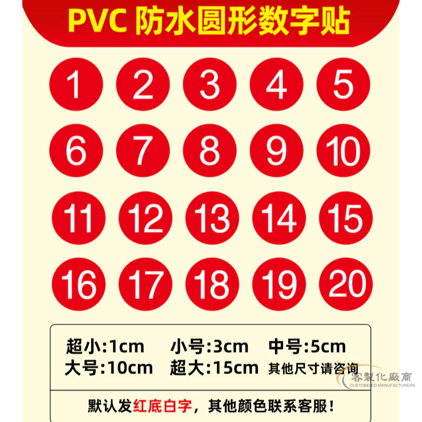 【全場客製化】 數字貼紙號碼貼PVC編號標籤貼自粘序號數字號碼牌標號貼桌號編碼