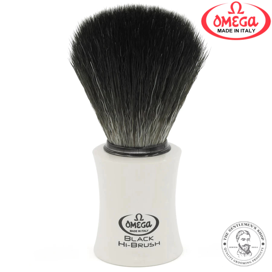 [現貨] 義大利製 Omega Black Hi-Brush 0196189 合成纖維 刮鬍刷 白色 ABS 塑料手柄