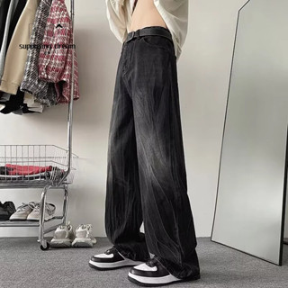 👑【若夢】👑多款美式INS風高街嘻哈重工藝 水洗做舊牛仔褲 百搭經典小眾設計感長褲 男女學生情侶款 重磅含棉牛仔長褲