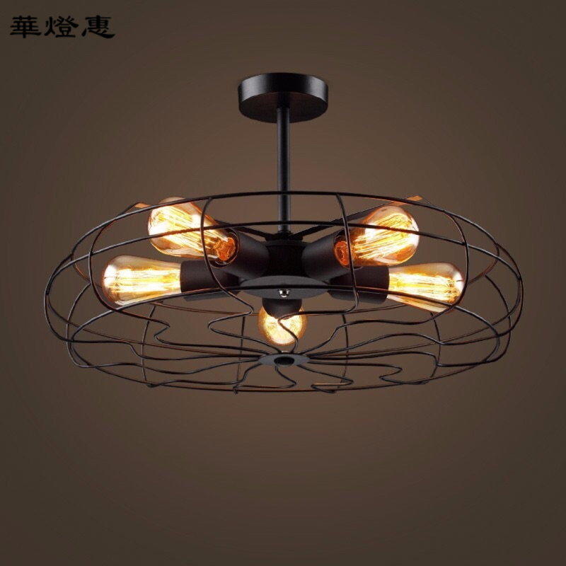 【華燈惠】美式復古工業風電風扇吸頂燈吊燈LED設計師
