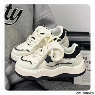 【GF SHOES】免運🔥 爆火麵包鞋 厚底鞋女 休閒鞋 板鞋 運動鞋 女鞋 校園風愛心厚底小白鞋女2024夏季小眾百