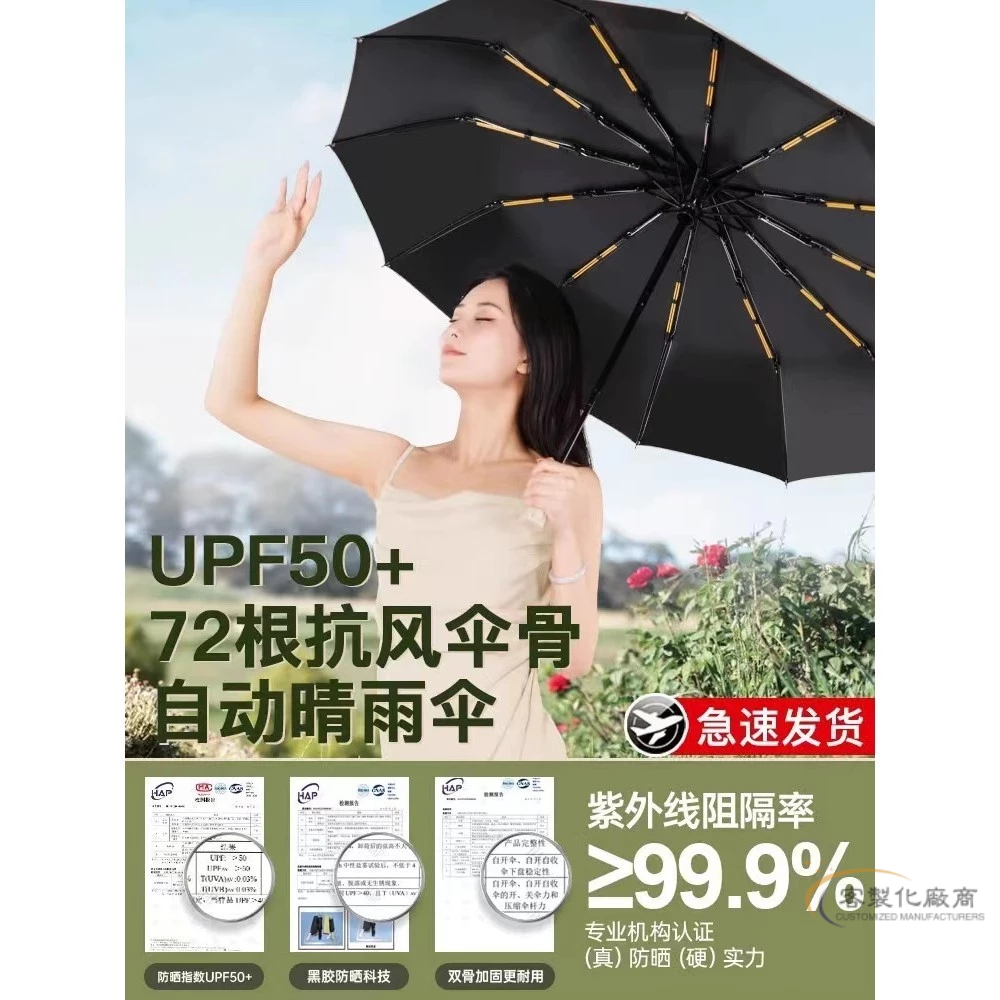 【全場客製化】 自動雨傘男士女生折疊加大固晴雨兩用防曬紫外線遮太陽傘客製logo