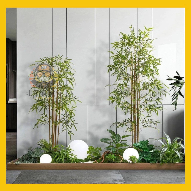 🔥限時狂銷🔥仿真 竹子 綠植景觀 造景 室內 新中式 加密假綠植 隔斷裝飾植物 盆栽擺件