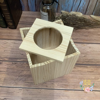 囍愛手作∣松木(活動掀蓋花邊)正方型面紙盒=原木色∣面紙收納盒 質感紙巾收納盒 面紙盒 居家質感擺件 創意立式 面紙盒