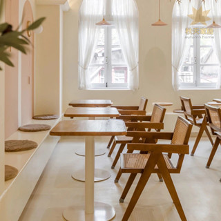 【秋天家居】北歐風簡約商用餐桌 奶茶店甜品店咖啡廳實木餐桌 小方桌 圓桌 烘琣店休閑桌椅組合 洽談桌 咖啡桌 休閑桌
