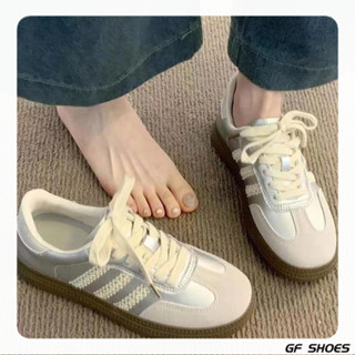 【GF SHOES】免運🔥 德訓鞋 復古 板鞋 百搭 休閒鞋 平底鞋 女鞋 蕾絲德訓鞋女2024年夏季新款拼色阿甘鞋平