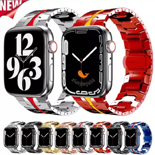鐵人不鏽鋼錶帶 Apple watch s9蘋果錶帶 iwatch SE 1-9代通用 金屬鏈式 鋼鐵俠 男士潮牌腕帶