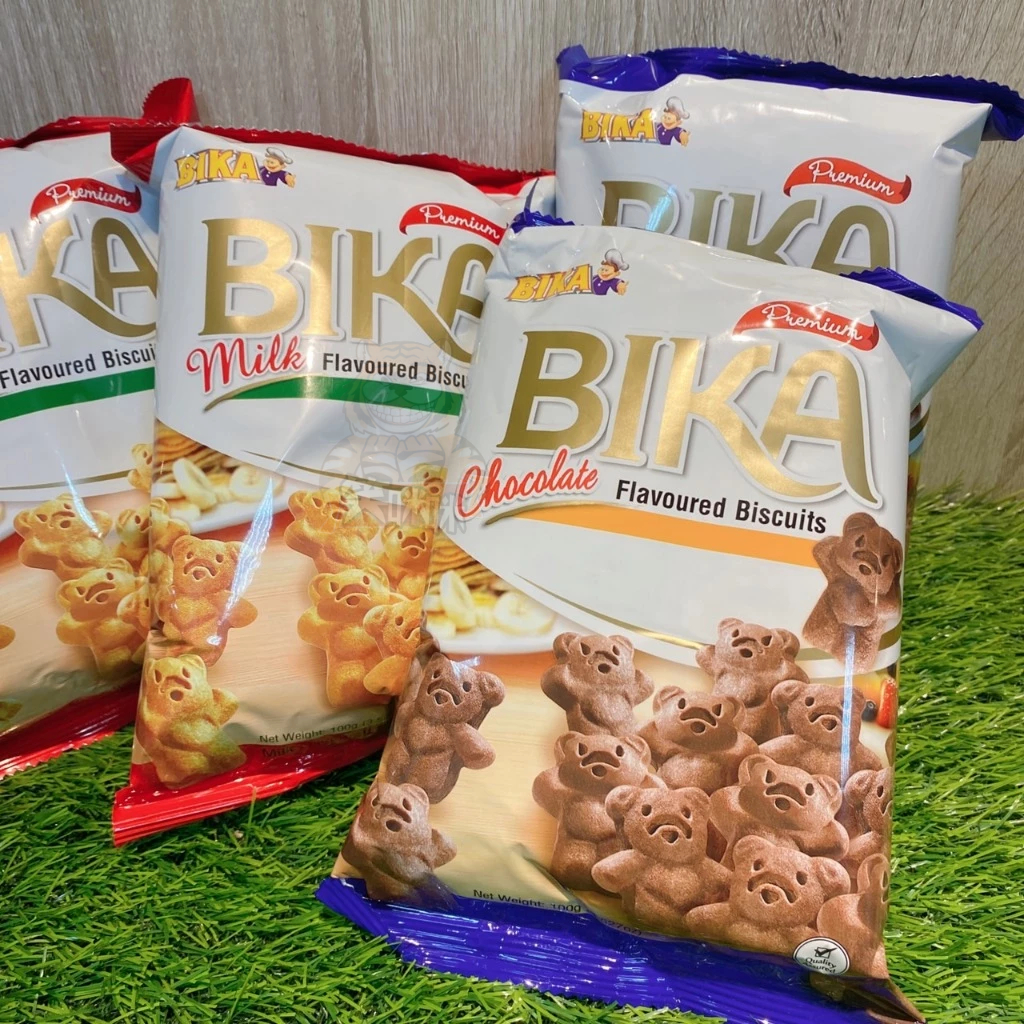 現貨❗零食批發🐯馬來西亞 BIKA 小熊造型餅乾100g 手工餅乾 可愛熊餅乾 巧克力/牛奶 烘焙餅乾