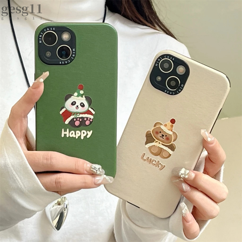 日韓 帽子猫熊 適用iphone15 14 13 12 11promax蘋果手機殼 矽膠套 軟殼 卡通小熊 新款 趣味