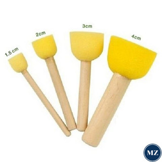 臺灣現貨 MZ小屋︱海棉拓印棒(一組4入)︱海綿印章 繪畫教具教材 拓筆海綿刷 顔料拓印圓形畵棒 海綿木棍刷 DIY