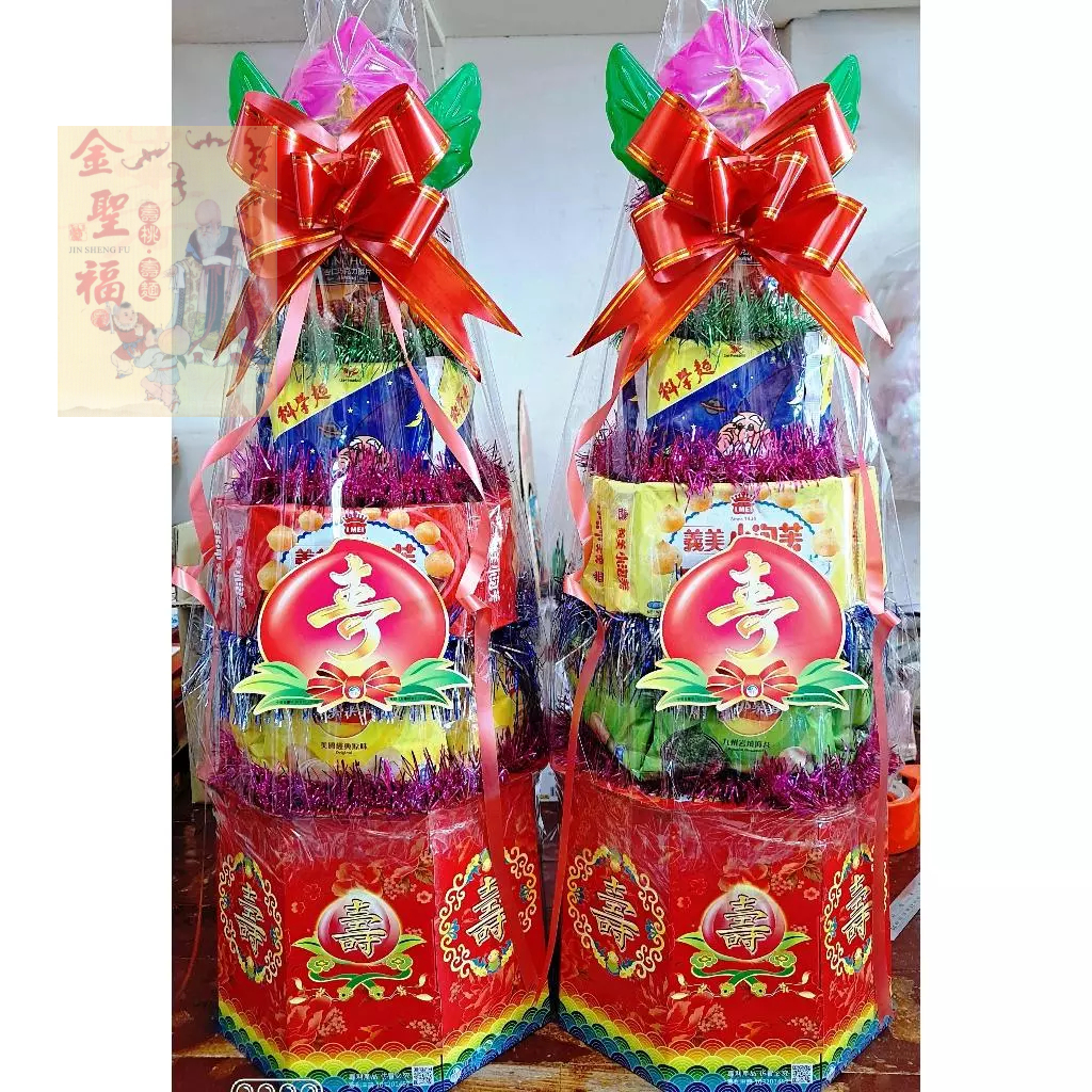 泡芙樂事餅乾祝壽塔 客製款祝壽塔 香塔 客製生日塔 壽桃壽麵塔 創意壽桃塔 平安龜 創意交換禮物塔 台南嘉義高雄祝壽塔