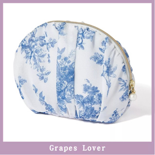 日本代購 Francfranc 雪紡印花 化妝包 收納包 小物包 旅行收納 萬用包 水藍色灰色 貝殼包 水彩畫