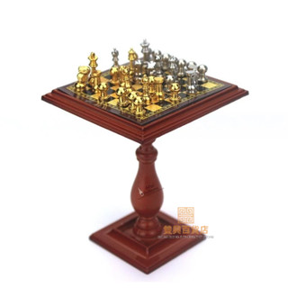 #臺灣熱銷#珍藏迷你國際象棋臺擺件 帶磁性棋臺 手工復古歐式古典微縮場景模型擺件 娃娃屋配件
