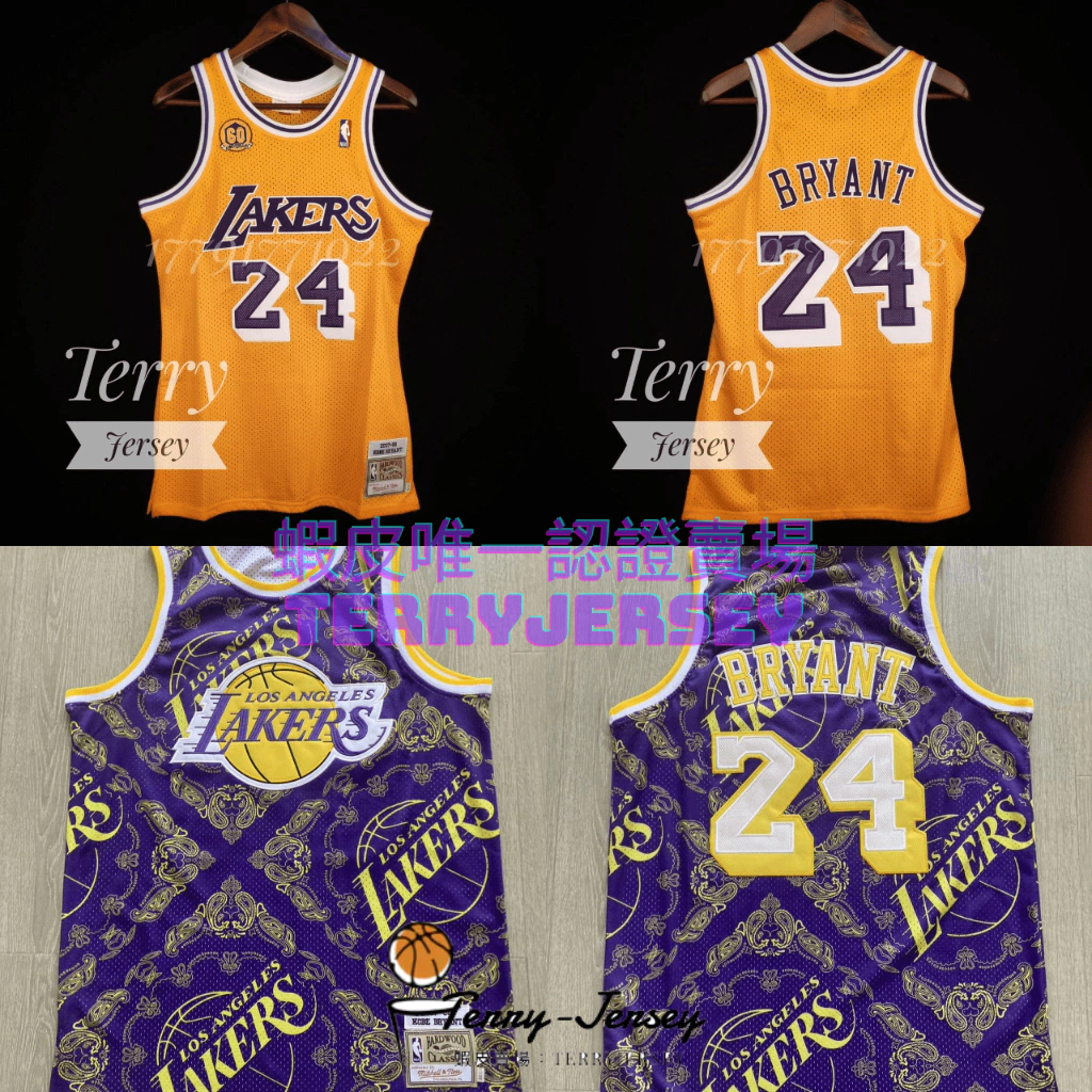 TerryJersey M&amp;N Kobe Bryant 24 布萊恩 湖人 60週年系列 Au電繡版 球衣 柯比 科比