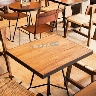 Ouniu丨新品❤️ 桌子 圓桌 方桌 客廳桌子 餐桌 北歐創意實木鐵藝 原木正方形咖啡廳酒吧奶茶餐廳小方桌經濟型桌子