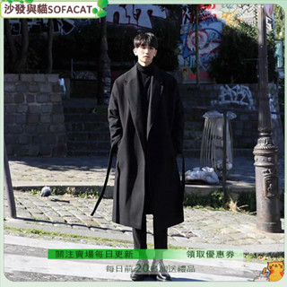 【SOFACAT-3】毛呢大衣 日係風衣男長款加厚保暖呢大衣男潮男士寬鬆呢外套毛呢子韓版大衣外套男