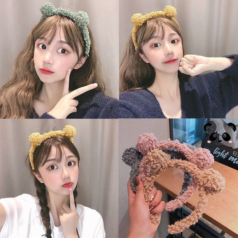 小熊髮箍 髮圈 髮帶 洗臉發箍羊羔毛毛球發帶泰迪毛軟妹秋冬發飾可愛發卡【台灣免運】現貨熱銷💕 下殺滿減可愛小熊耳朵
