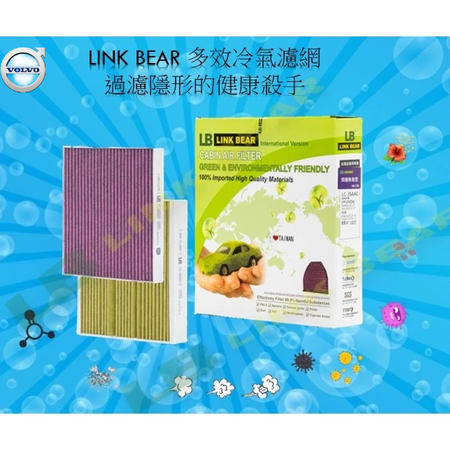 [Link Bear]抑菌&amp;除臭型_VOLVO_ C30|C70|S40|S60|S70|S80 汽車冷氣濾網