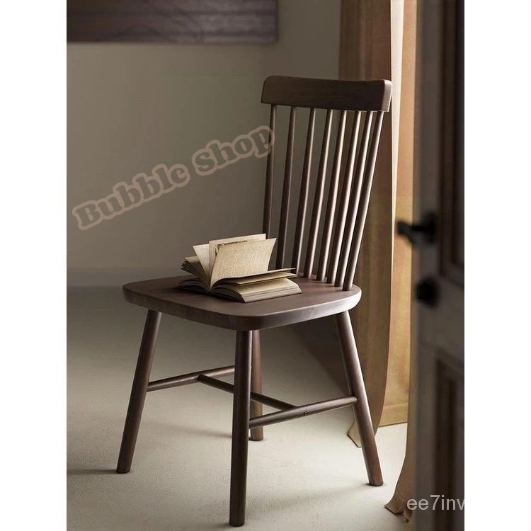 【免運】實木餐椅 傢用椅子 簡約餐桌椅 復古餐廳 靠背椅 中古商用書房溫莎椅