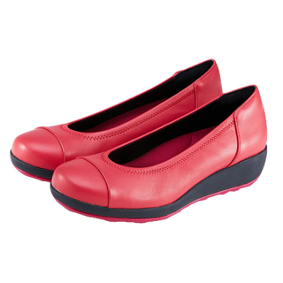 MMHH 足體工學 遠紅外線 三密度大底 羊皮 皮鞋 娃娃鞋 - 紅色