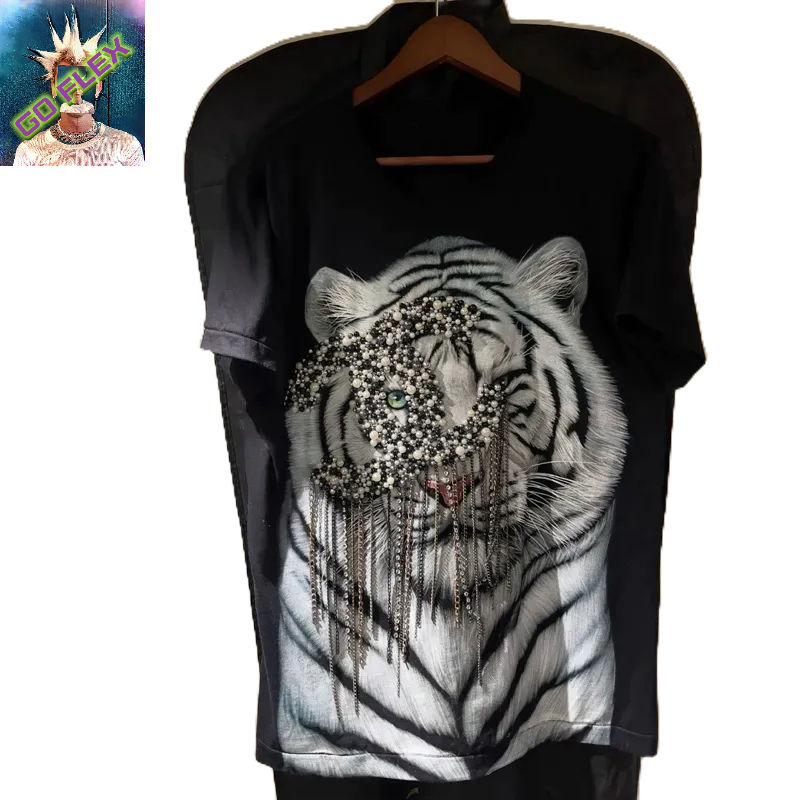 Chanel Edition V.I.P Tiger Head Black and White Pearl Tee