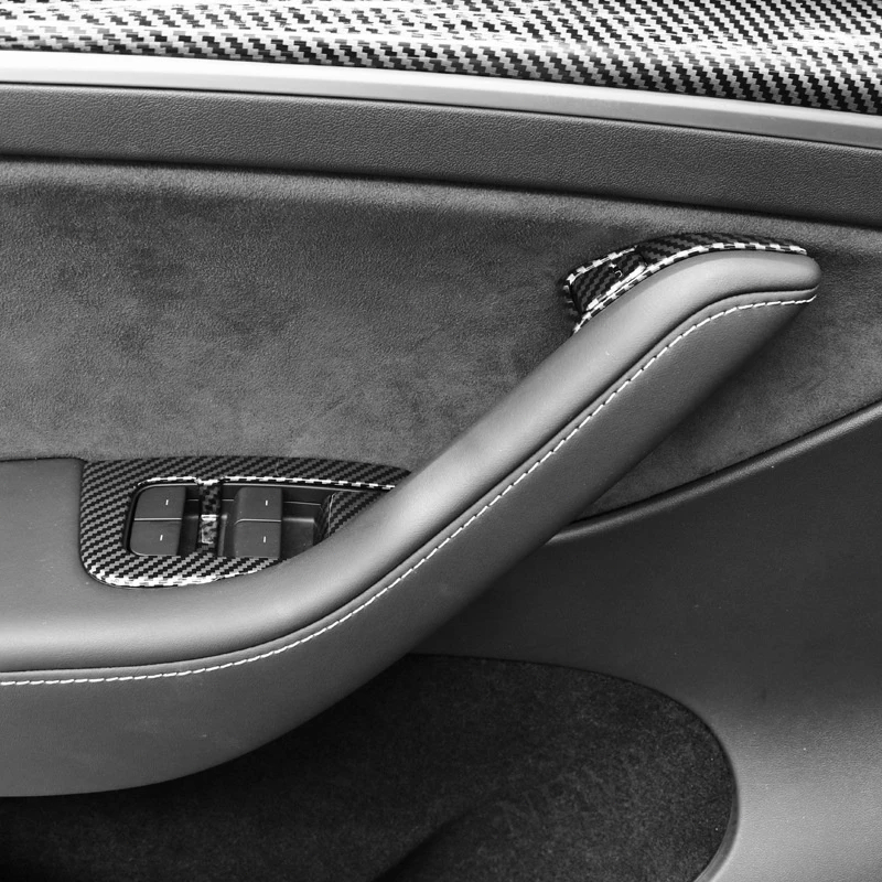 【台灣現貨-3星推薦】Model 3/Y 專用車門鎖碳纖紋保護蓋 改色貼 門鎖按鍵保護貼 特斯拉 tesla