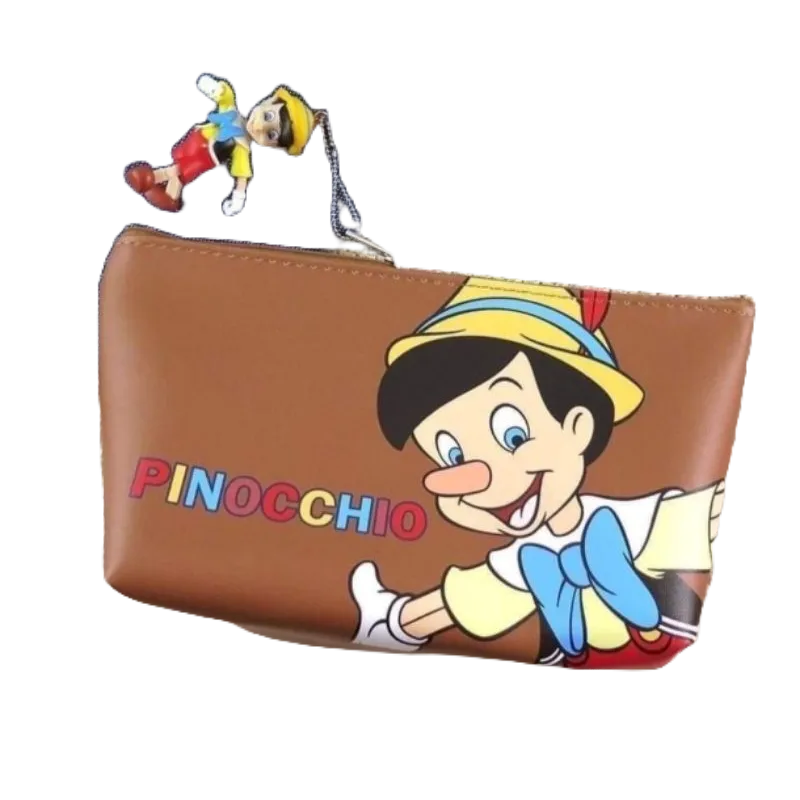 日本迪士尼小木偶化粧包 收納包 筆袋（附公仔）