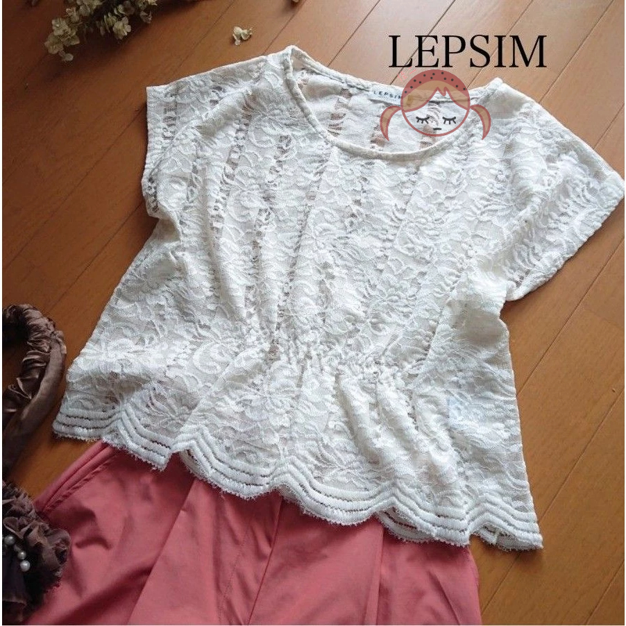 日本帶回 LEPSIM (LOWYS FARM) 蕾絲法式袖上衣