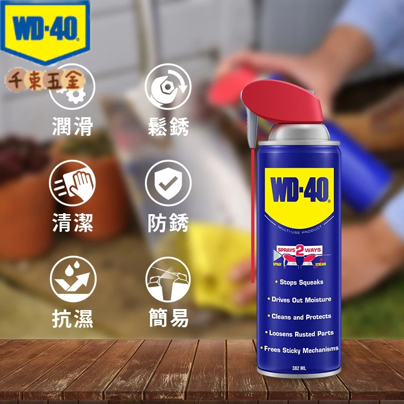 【WD-40】 WD40 防鏽油、除鏽油、潤滑劑 382ML 新噴頭 活噴嘴 WD-40