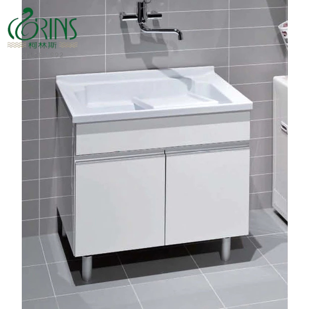 CORINS 柯林斯 75cm 人造石單槽洗衣槽 GN-75A 結晶鋼烤 內崁鋁門把浴櫃【都會區免運費】