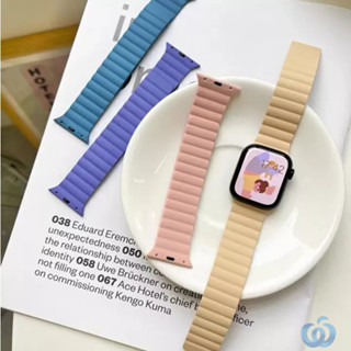 磁吸矽膠回環錶帶 適用 apple watch 蘋果錶帶 iwatch SE 1-8代通用 純色夏日新品舒適親膚蘋果錶帶
