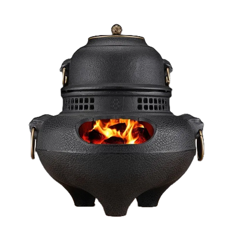 開發票鑄鐵炭火爐鬼面風爐日式鐵壺復古燒水炭爐加熱圍爐煮茶一整套茶具特價