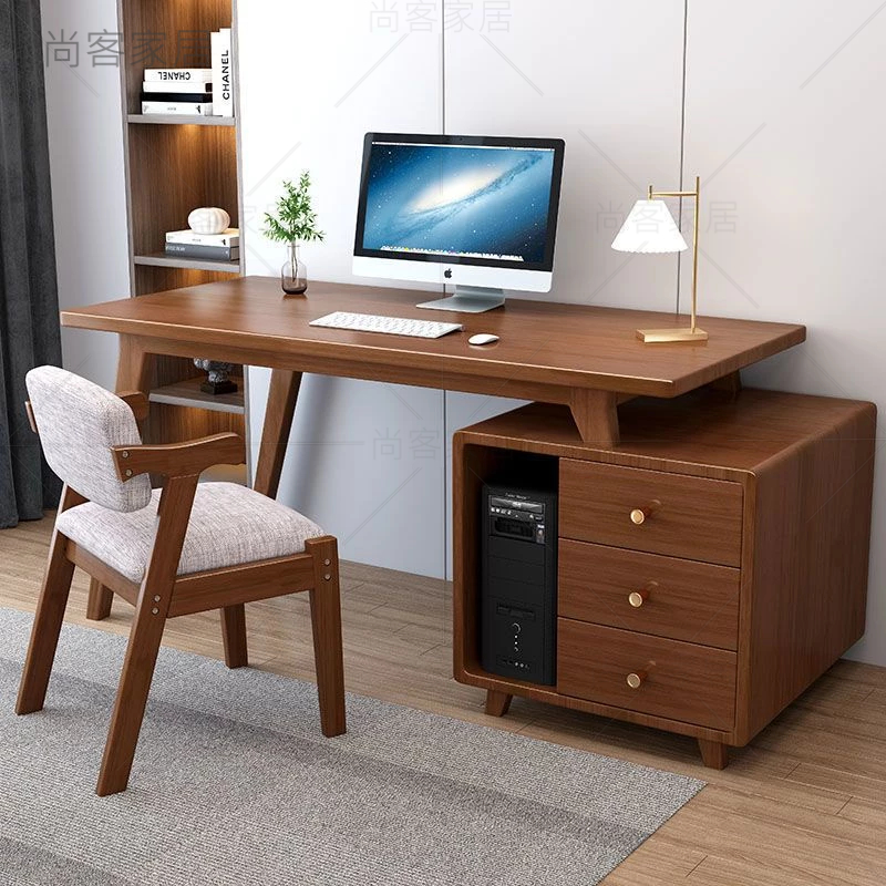 【訂金】全實木書桌 書櫃一體 簡約臺式 高檔電腦桌 轉角辦公桌 學生寫字桌
