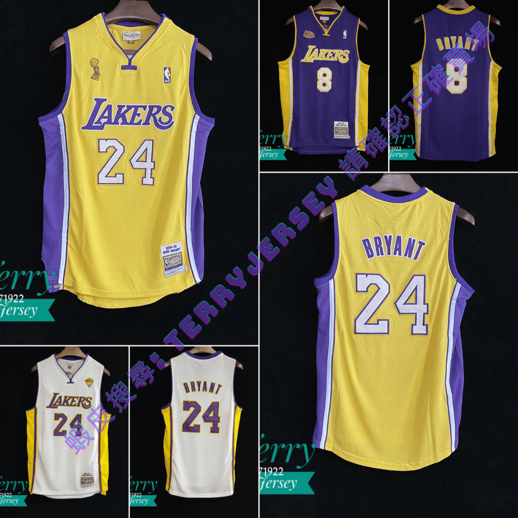 TerryJersey M&amp;N Kobe Bryant 布萊恩 湖人 總冠軍/季後賽系列 NBA 球衣 Au電繡 柯比