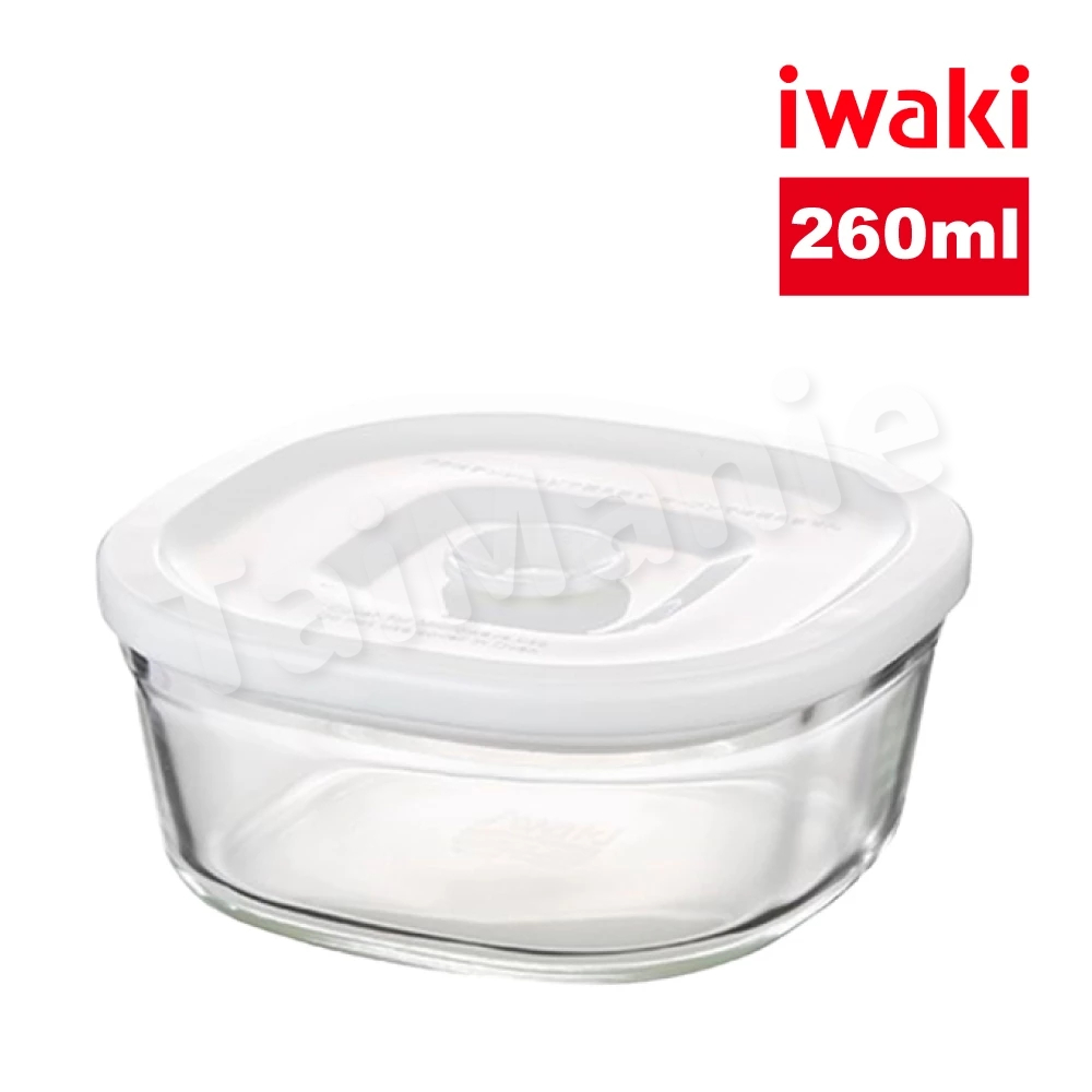 iwaki 日本品牌耐熱玻璃白蓋微波密封盒-方形