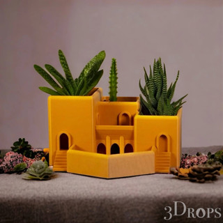 【3Drops】🍀微景觀植物盆栽 建築風格 多肉植物 盆栽藝術品 辦公室 桌面擺件 裝飾 家居裝飾品 造型盆栽 3D列印