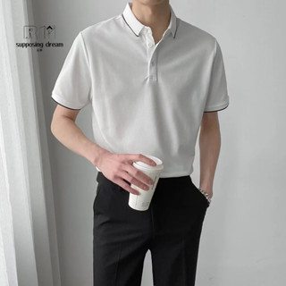 👑【若夢】👑夏季短袖Polo衫男 上衣男 立領短T 商務男裝 寬版翻領短袖 印花襯衫 時尚潮流男生Polo衫 經典短袖