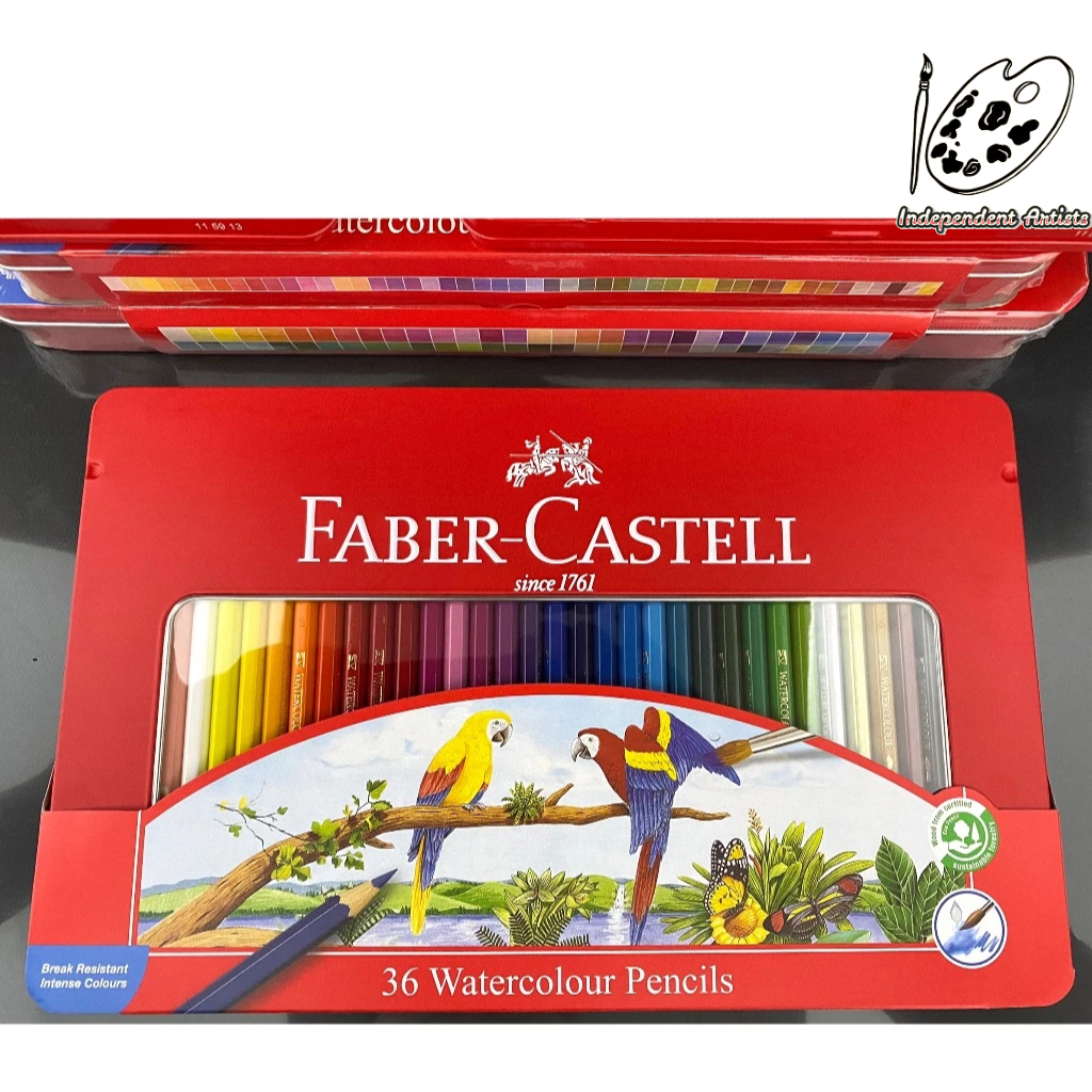 FABER-CASTELL學生級 紅色鐵盒裝水性色鉛筆 36色 / 115937