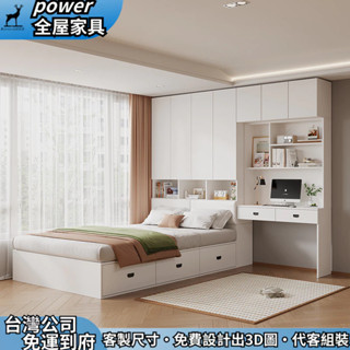 【power全屋傢俱】客製尺寸 書桌床 組合床架 儲物床 單人床 雙人床架 多功能床 抽屜床架 掀床架 收納床 可開票