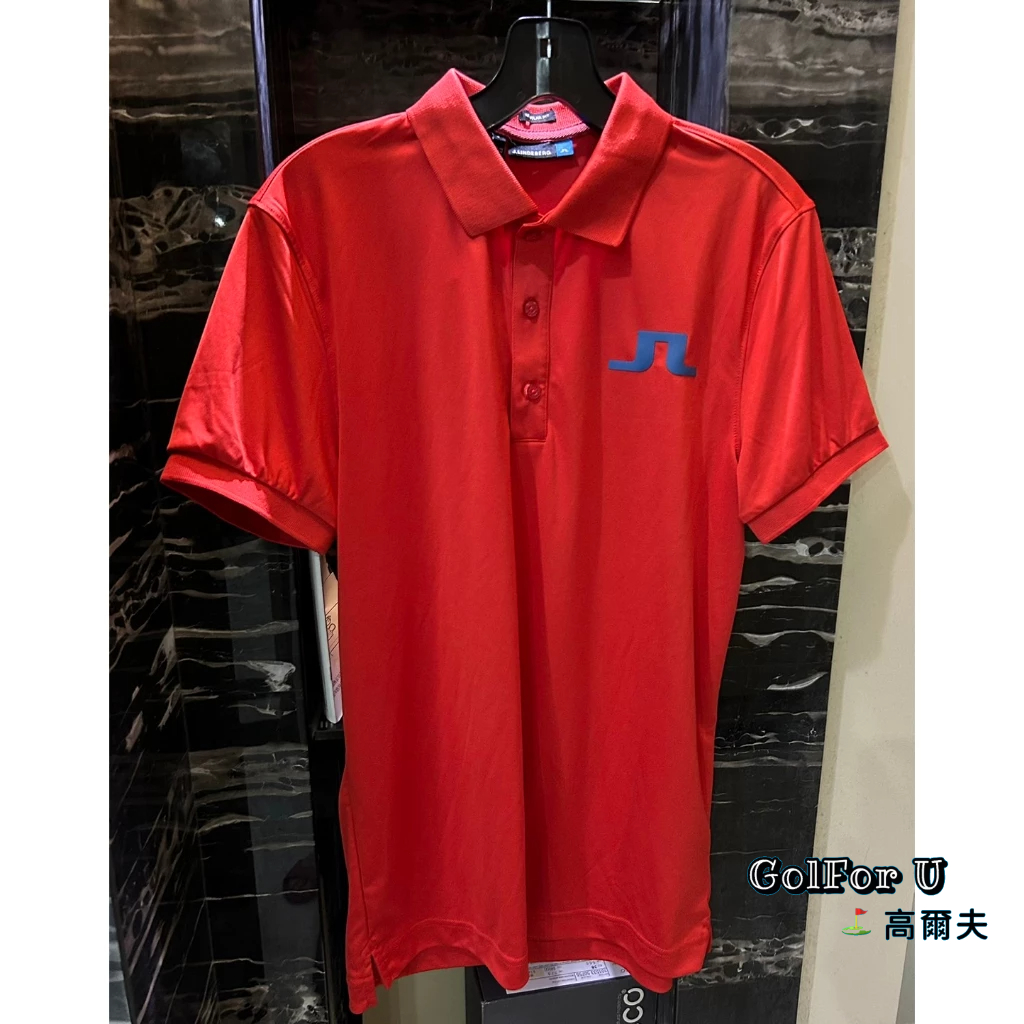 J.Lindeberg🌞Bridge 男經典胸前LOGO 高爾夫短袖polo衫 (紅色)