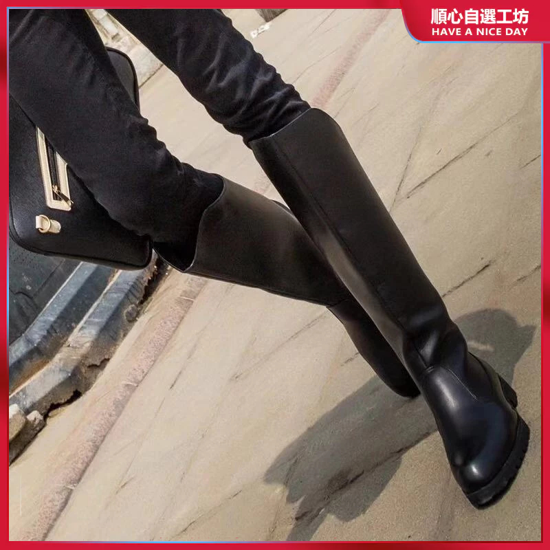 【新品】韓范時尚皮靴 造型长靴 高筒馬丁靴男 馬術護腿成人尖頭長筒靴 男舞臺表演復古藏族鞋子