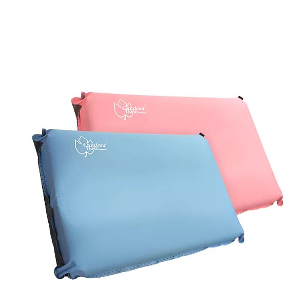【Outdoorbase】3D舒壓自動充氣枕頭-珊瑚粉/冰藍色-22949/22956 充氣枕頭可收納《台南悠活運動家》