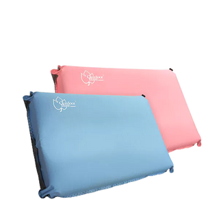 【Outdoorbase】3D舒壓自動充氣枕頭-珊瑚粉/冰藍色-22949/22956 充氣枕頭可收納《台南悠活運動家》
