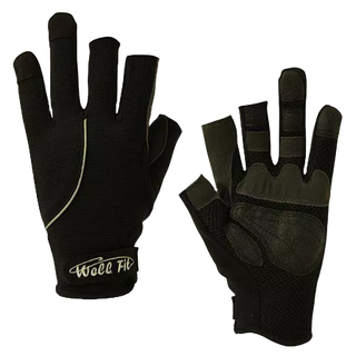 WELLFIT 釣魚手套 3M GRIP黑色 WF230001808止滑防磨可保護指頭透氣網布延展性佳《台南悠活運動家》
