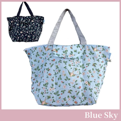 日本代購 WEDGWOOD 野草莓 可摺疊 購物袋 環保袋 大容量 旅行折疊包 手提包手提袋 拉鍊包包 深藍色水藍色