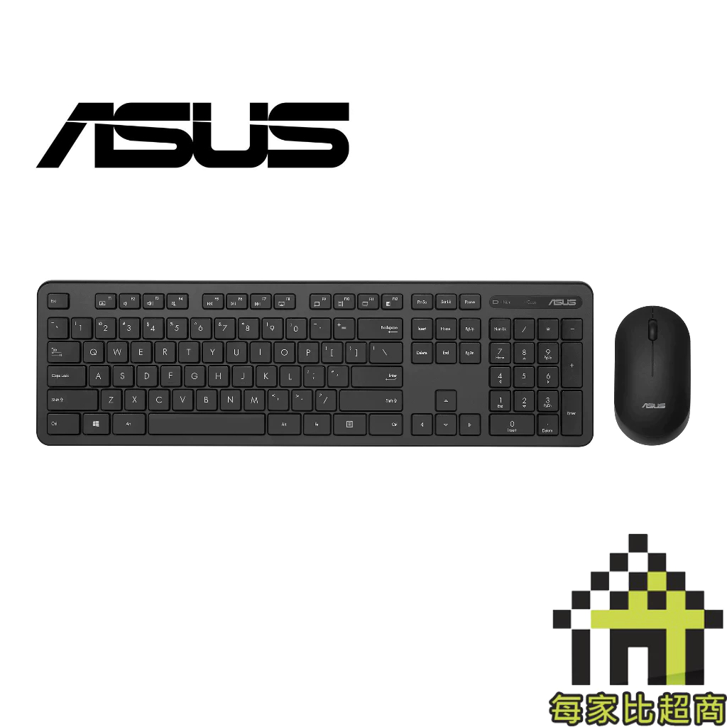 ASUS 華碩 CW100 無線鍵鼠組 2.4g 纖薄輕巧 中文 靜音滑鼠 黑 【每家比】