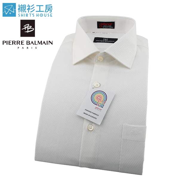 皮爾帕門pb白色斜紋緹花、歐盟進口布料、純棉寬鬆版長袖襯衫69101-01-襯衫工房