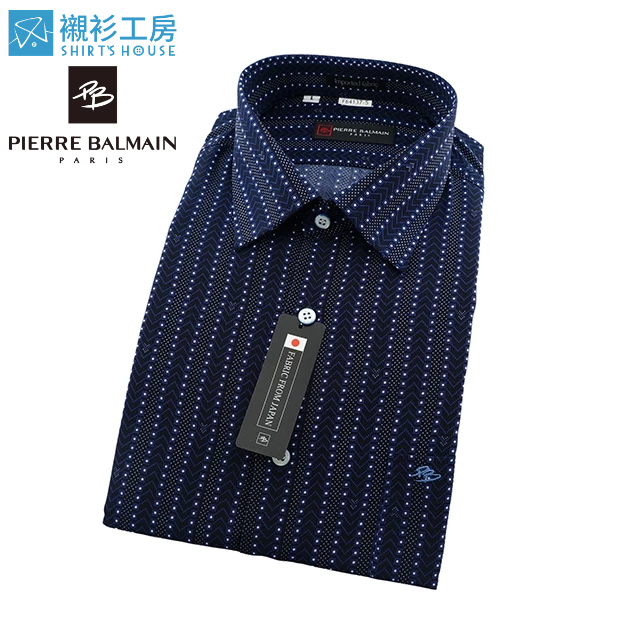 皮爾帕門pb深藍色印花、進口素材寬鬆長袖襯衫64137-05-XL襯衫工房