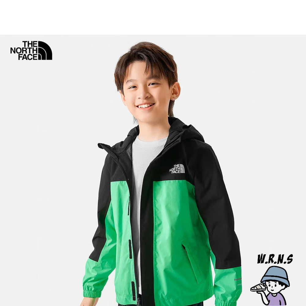 The North Face 北臉 童裝 連帽外套 衝鋒衣 防水 綠黑 NF0A82ST8YK