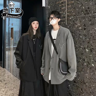 地下室B1-外套 韓版設計感西裝 西服外套 寬鬆休閒 情侶夾克 潮牌設計 情侶裝 男生衣服 男生外套【NL683001】